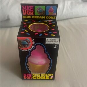 NeeDoh Nice Cream Cone Pink & White Squishy